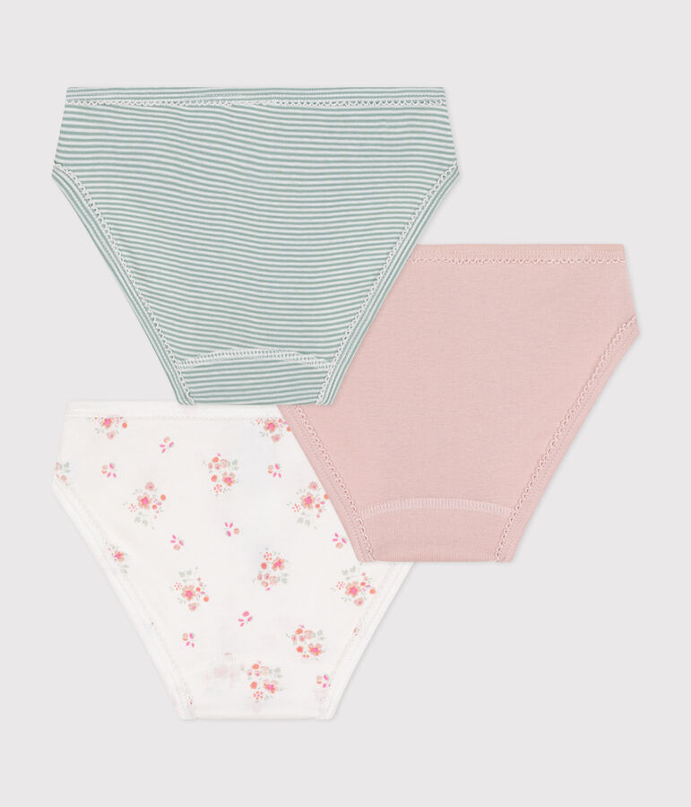 Set di 3 slip in cotone a fiori bambino multicolore