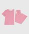 Pigiama a maniche corte e con gamba ampia in cotone a righe bambina rosa PEONIA/ MARSHMALLOW
