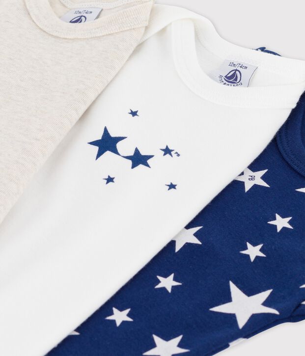 Confezione da 3 body con stelle a manica corta in cotone multicolore