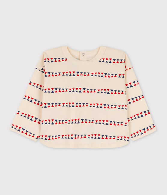 T-shirt maniche lunghe bebè stampata in cotone bianco AVALANCHE/ MULTICO