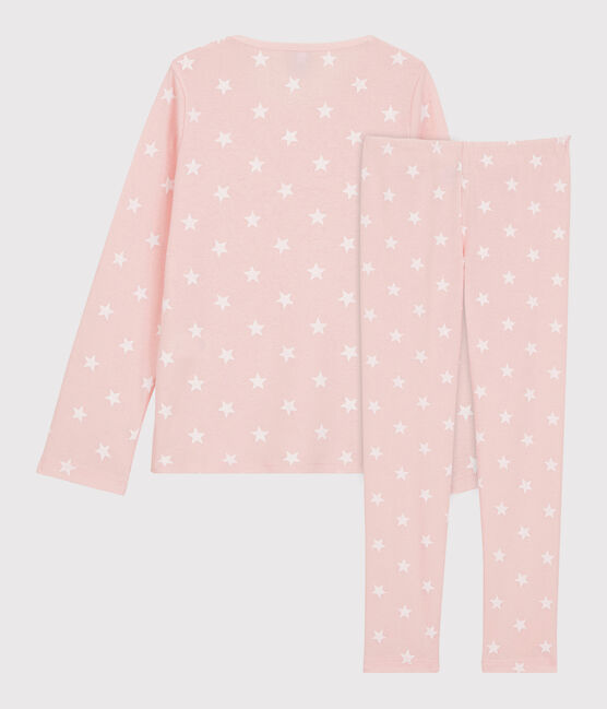 Pigiama bambina fantasia stellata in cotone rosa MINOIS/bianco MARSHMALLOW