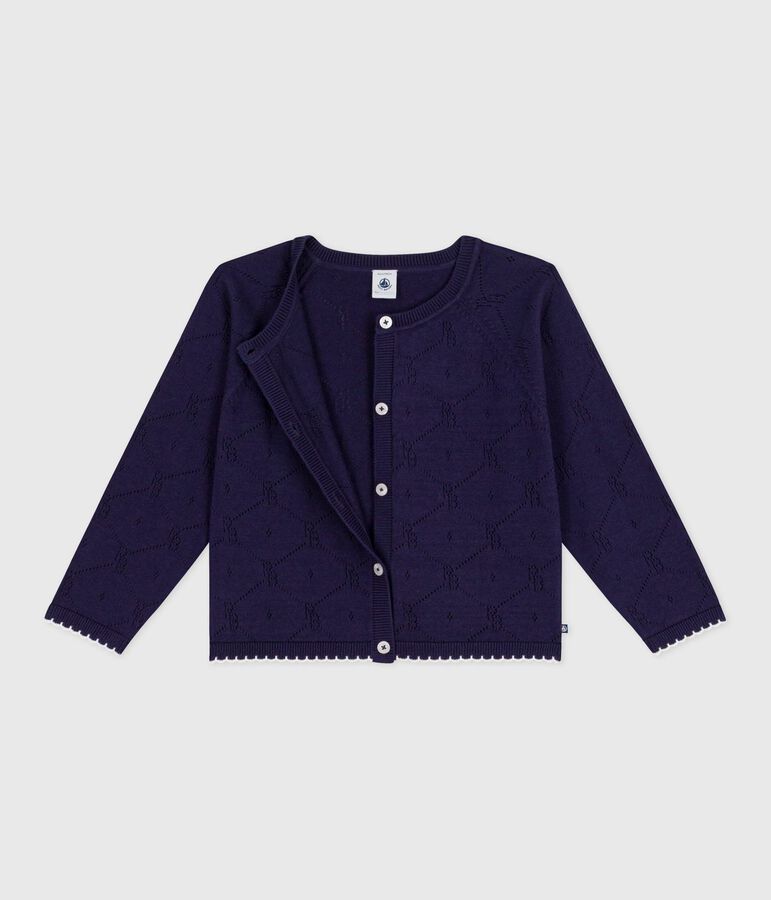 Cardigan in cotone tinta unita bambino blu