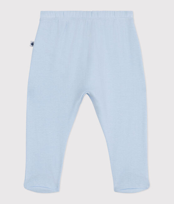 Pantaloni con piedini in cotone tinta unita nascita blu TOUDOU