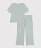 Pigiama donna in cotone millerighe blu PAUL/bianco MARSHMALLOW