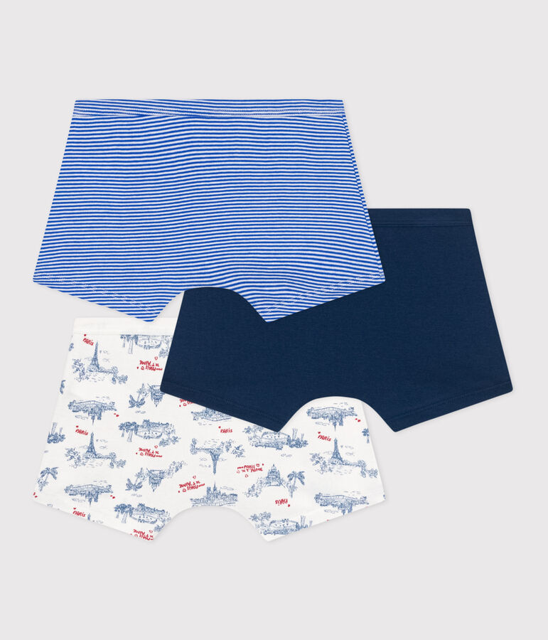 Set di 3 boxer in cotone con stampa Parigi in vita bambino multicolore