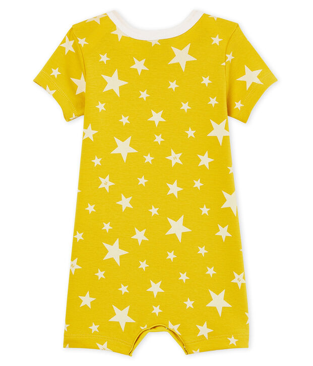 Tutina corta beb&egrave; bambino a costine giallo/bianco