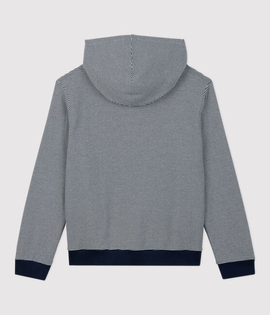 Felpa con cappuccio in cotone a righe Donna blu SMOKING/bianco MARSHMALLOW