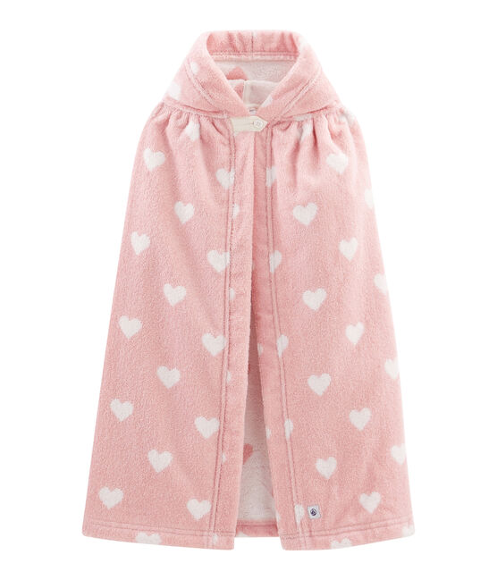 Mantellina da bagno bebè in spugna rosa CHARME/bianco MARSHMALLOW