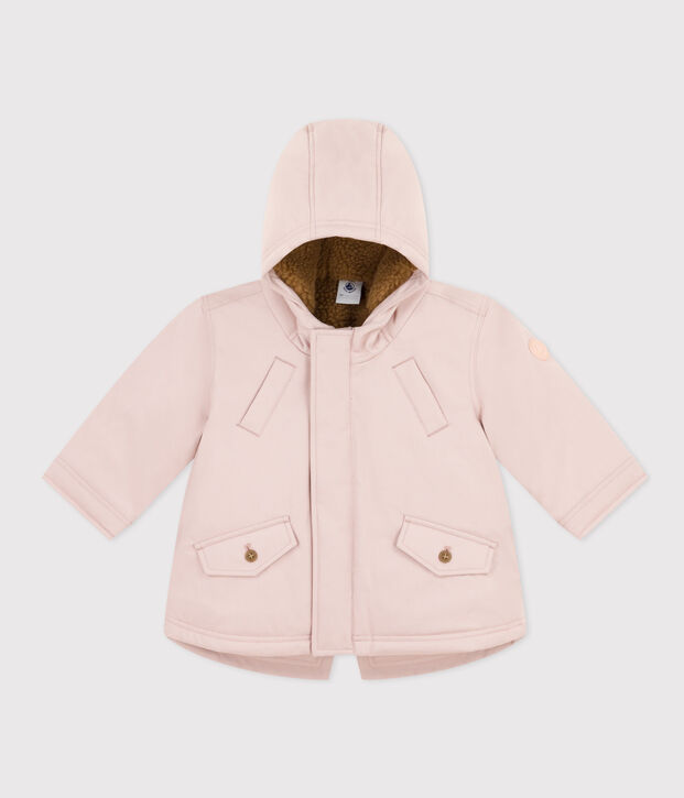 Parka foderato in sherpa per beb&egrave; rosa