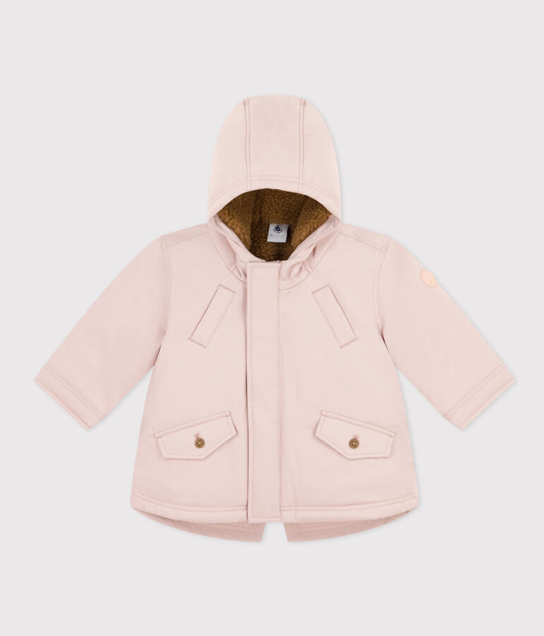 Parka foderato in sherpa per beb&egrave; rosa