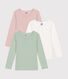 Set di 3 T-shirt a maniche lunghe tinta unita in cotone bambino
