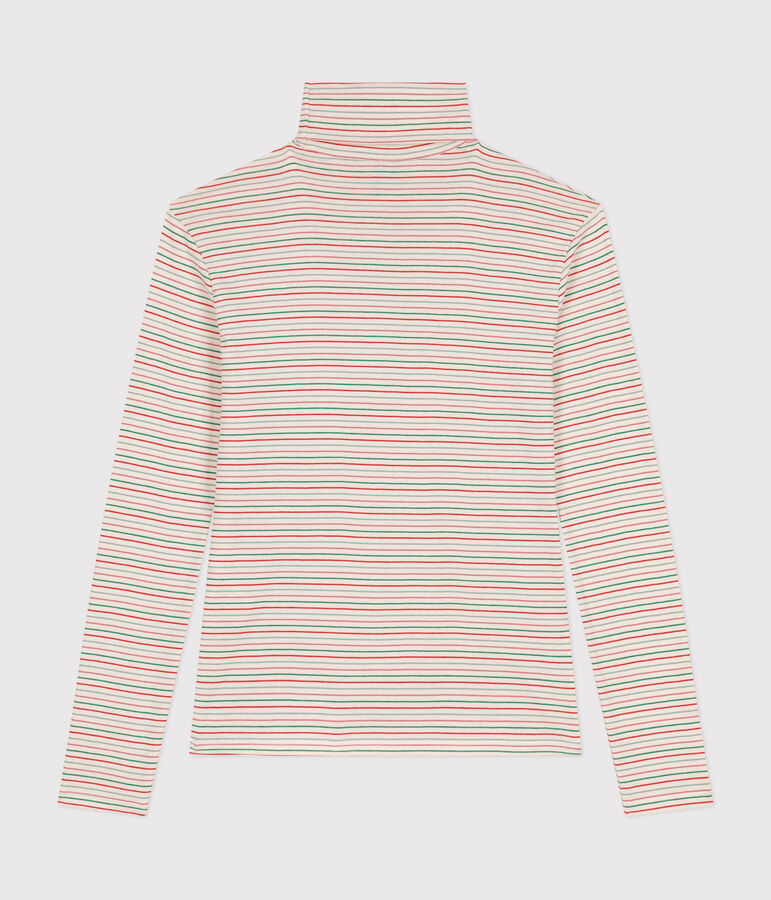 T-shirt donna L'Iconique in cotone con collo a lupetto ecru/multicolore