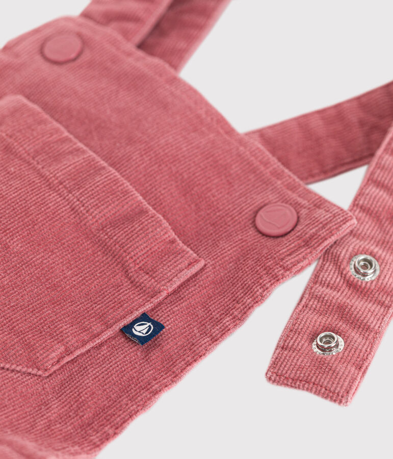 Abito salopette bambina in velluto rosa