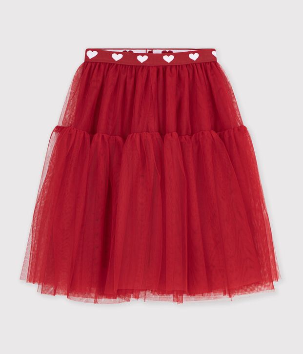 Gonna lunga in tulle tinta unita bambina rosso