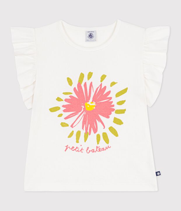 T-shirt a maniche corte in cotone bambina bianco