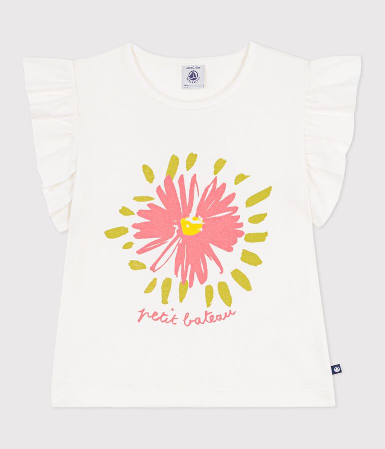 T-shirt a maniche corte in cotone bambina bianco