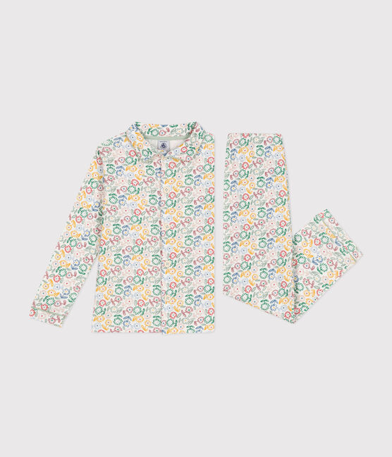 Pigiama in cotone con stampa a fiori bambino bianco MARSHMALLOW/bianco MULTICO