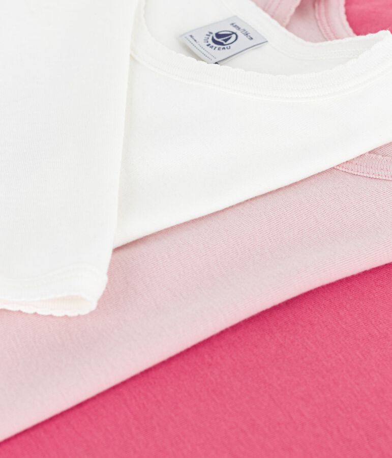 Set di T-shirt a maniche lunghe in cotone tinta unita bambino multicolore