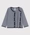 Cardigan bebè millerighe in cotone biologico blu SMOKING/bianco MARSHMALLOW