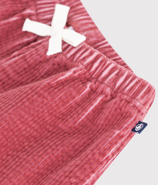 Pantaloni in velluto tinta unita neonato rosa