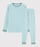 Pigiama a righe blu unisex a costine blu TIKI/bianco MARSHMALLOW