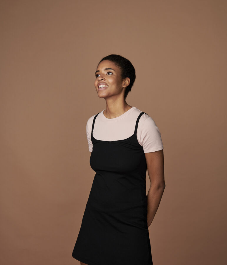 Abito con spalline in cotone donna nero