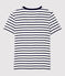 T-shirt L'ICONIQUE scollo a V in cotone Donna bianco MARSHMALLOW/blu SMOKING