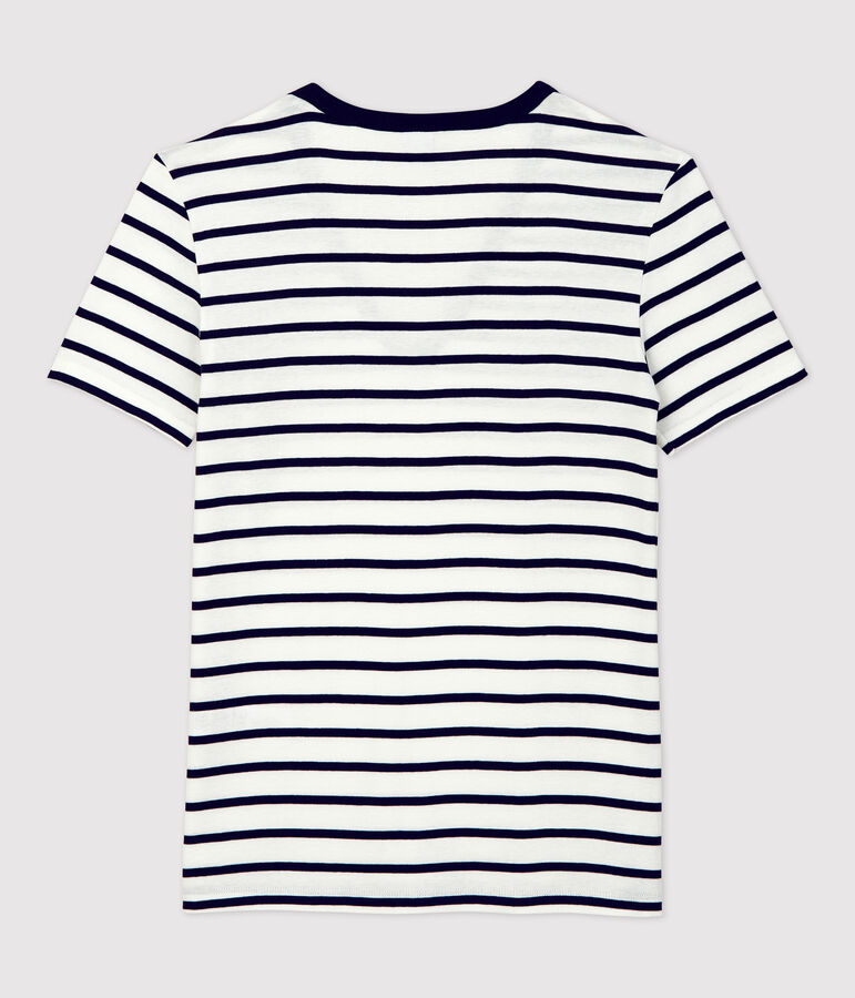 T-shirt L'ICONIQUE scollo a V in cotone Donna bianco/blu