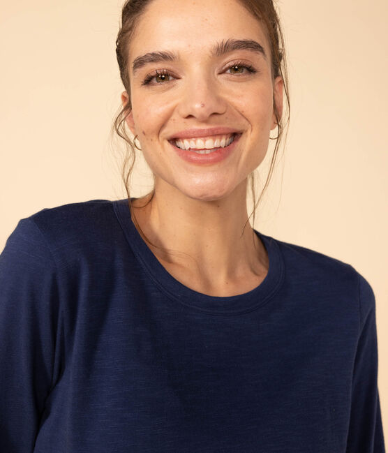 T-shirt LE DROIT girocollo in cotone Donna blu INCOGNITO