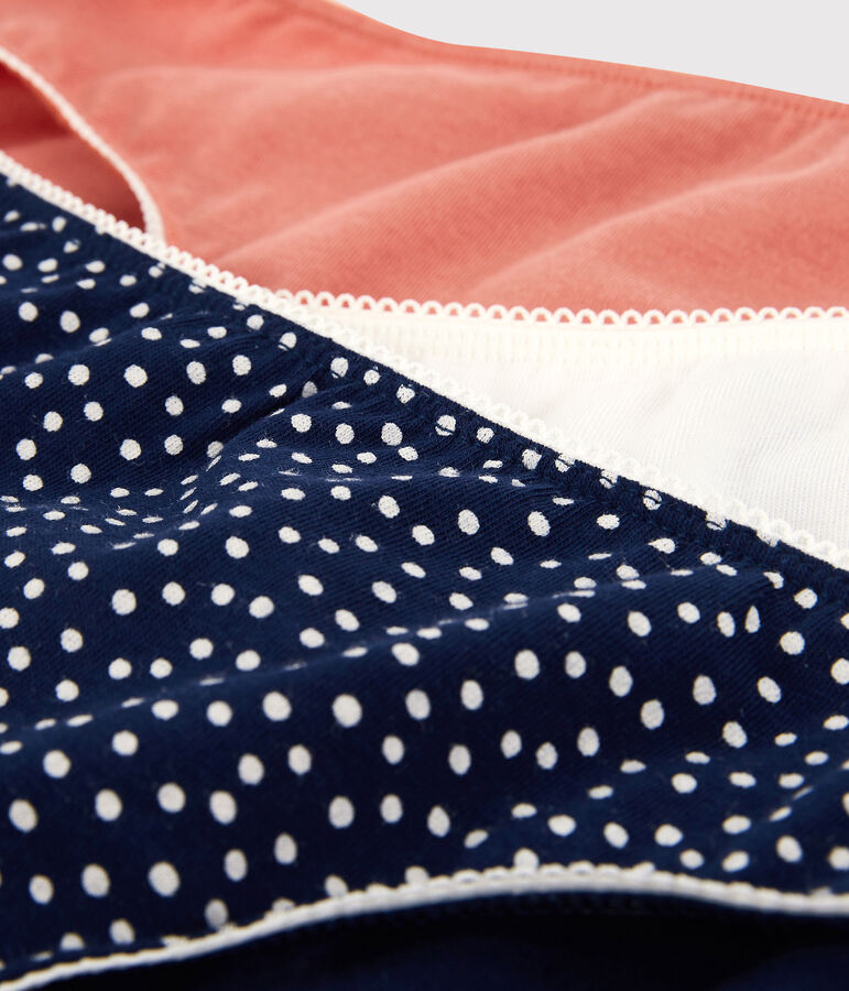 Confezione da 3 slip a pois bambina in cotone ed elastam multicolore