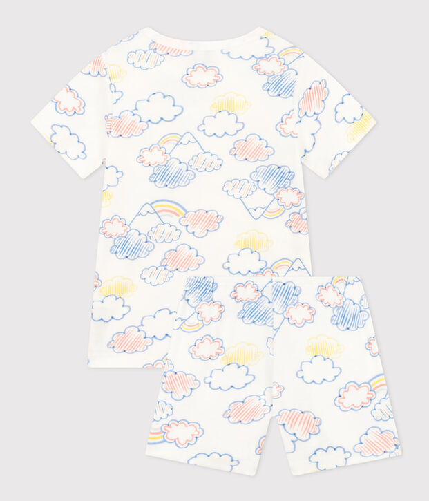 Pigiama short fantasia arcobaleno in cotone bambino bianco/multicolore