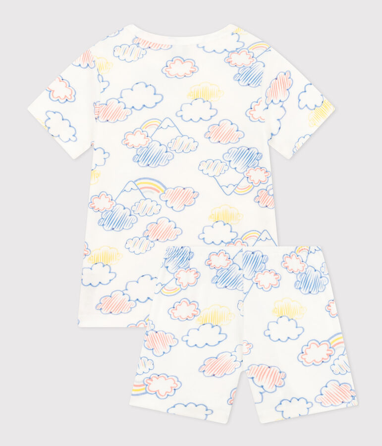 Pigiama short fantasia arcobaleno in cotone bambino bianco MARSHMALLOW/bianco MULTICO