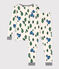 Pigiama bambino unisex in cotone aderente verde AVALANCHE/bianco MEDIEVAL/ MULTICO