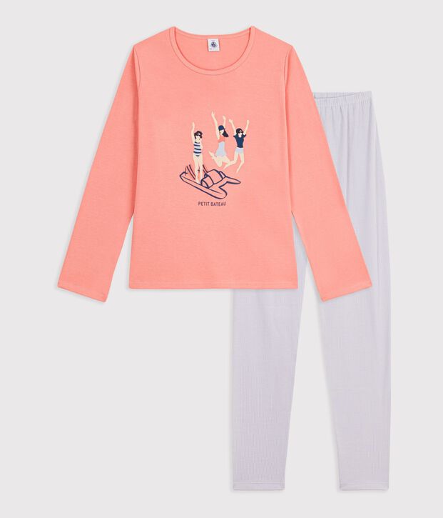 Pyjama  en coton arancione/multicolore