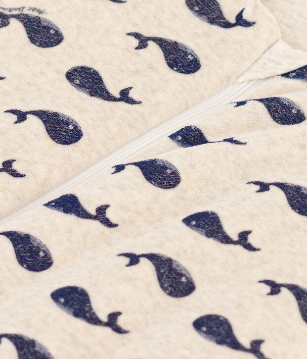 Sacco nanna neonato in ciniglia con motivo balena TOG 3 beige/blu
