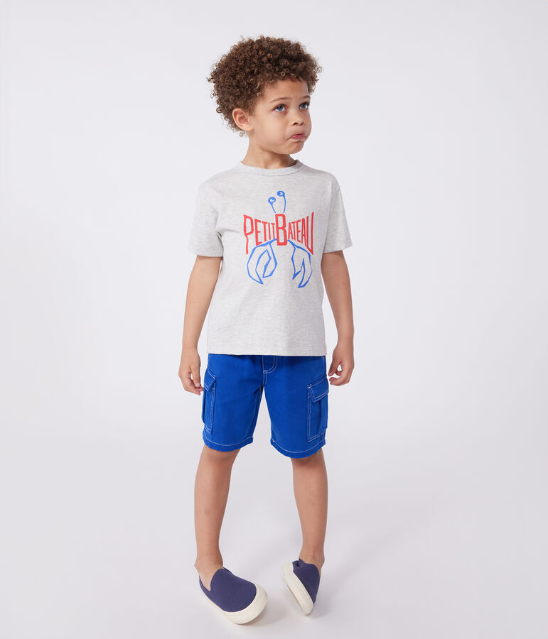 T-shirt a maniche corte in cotone con stampa bambino grigio
