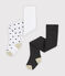 Confezione da 2 paia di collant bebè femmina bianco MARSHMALLOW/bianco MULTICO