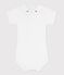 Body in cotone tinta unita con colletto ricamato neonato bianco MARSHMALLOW
