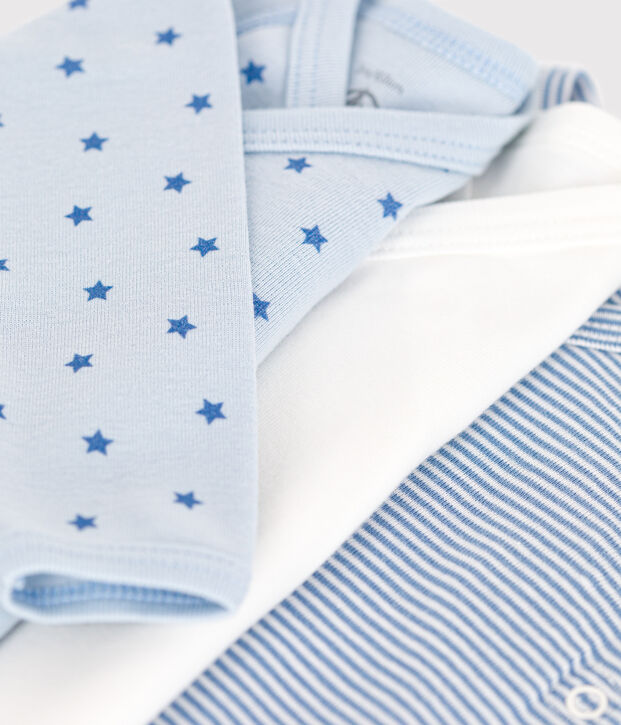 Set di 3 body incrociati a maniche lunghe in cotone neonato multicolore