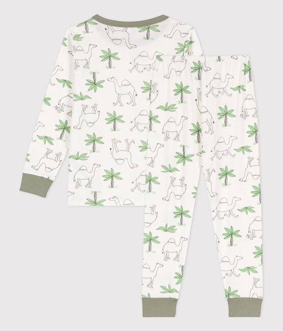Pigiama bambino unisex in cotone con dromedari bianco MARSHMALLOW/bianco MULTICO