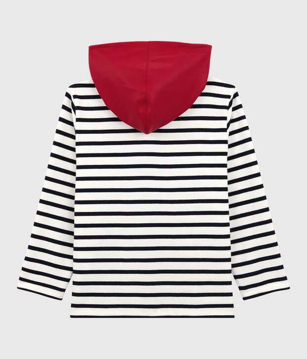 Felpa in cotone con cappuccio bambina/bambino bianco/blu