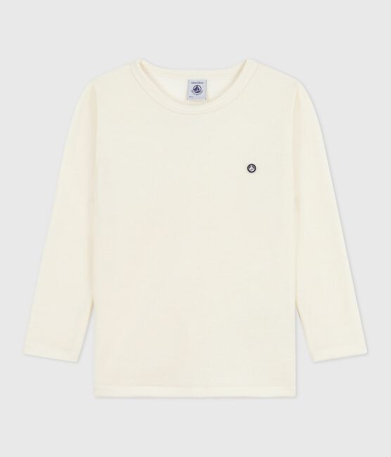T-shirt a maniche lunghe in lana e cotone tinta unita bambino grigio ECRU