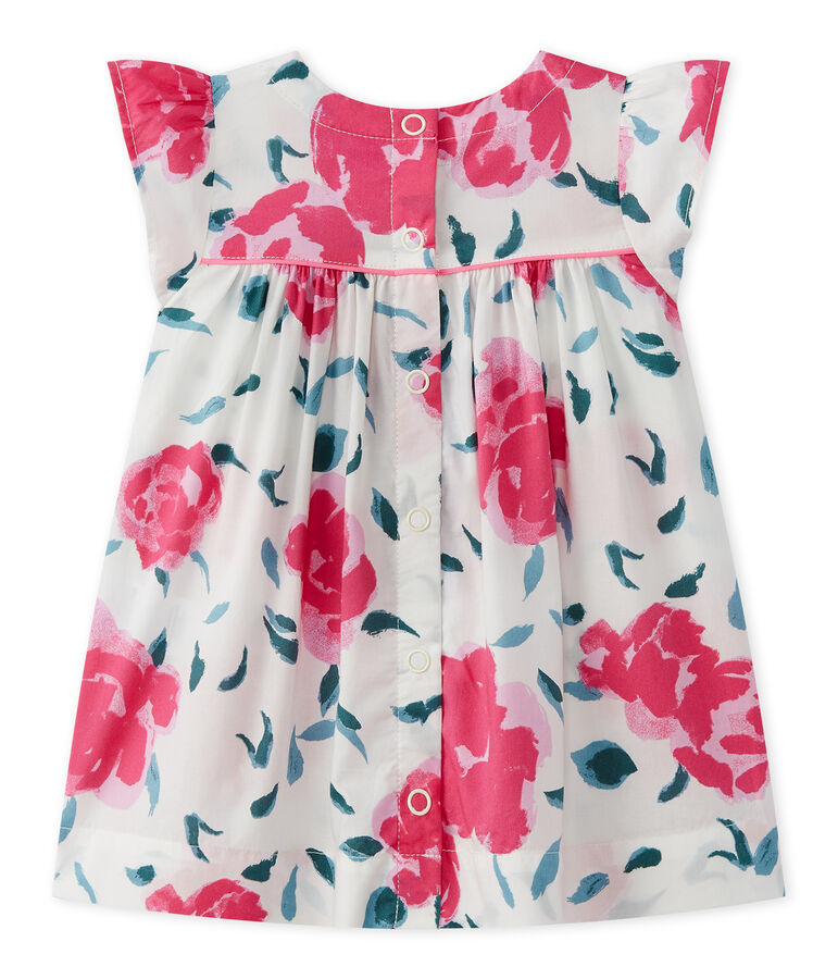 Abito beb&egrave; bambina stampato con maniche a farfalla bianco/multicolore