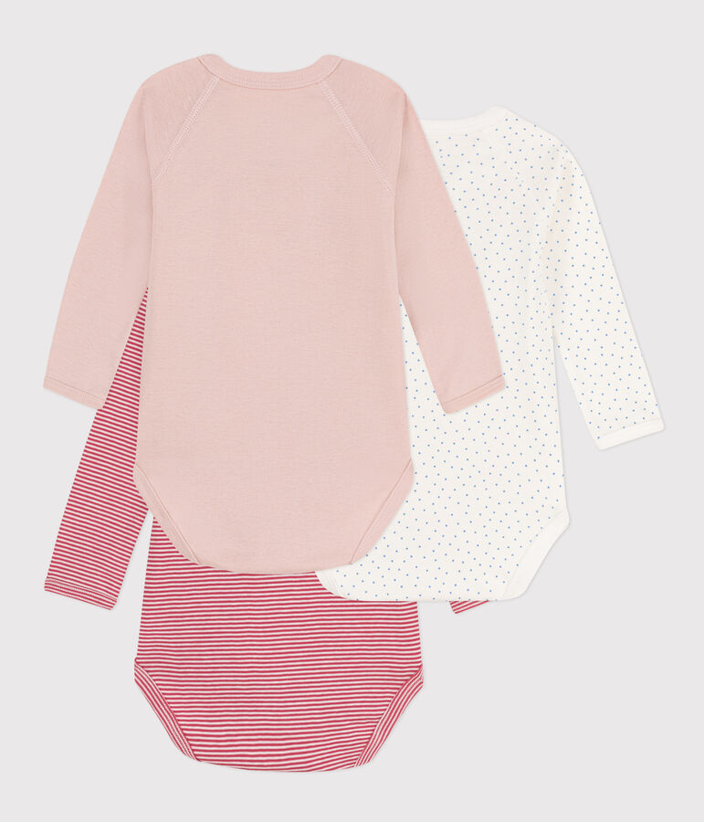 Confezione da 3 body incrociati a maniche lunghe fantasia in cotone multicolore