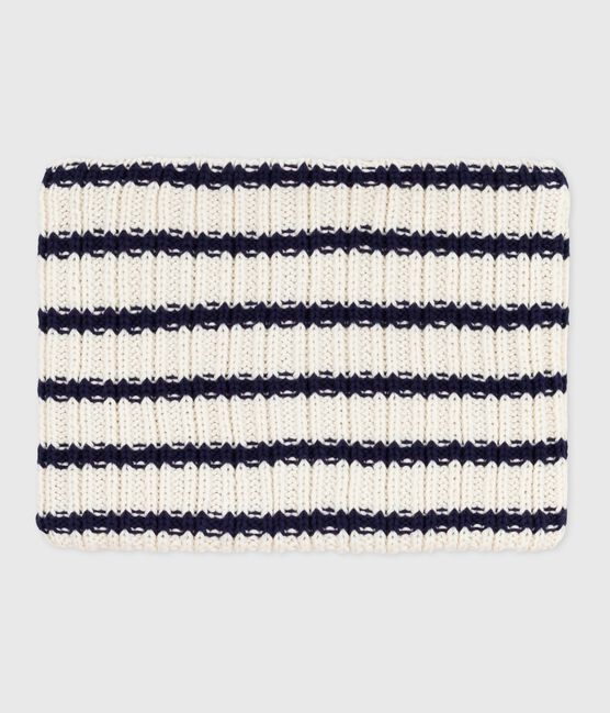 Snood in maglia a righe foderata in pile bambino blu MARSHMALLOW/ SOIR