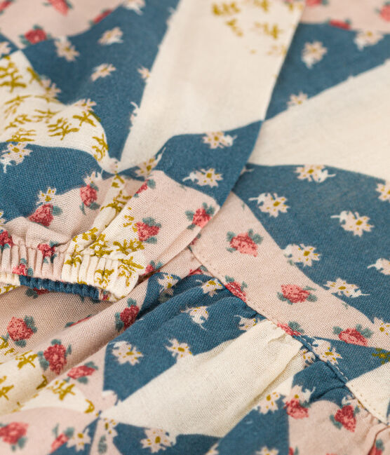 Blusa in garza di cotone bambina rosa SALINE/bianco MULTICO