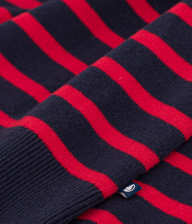 Maglione alla marinara in lana e cotone bambino unisex blu/rosso