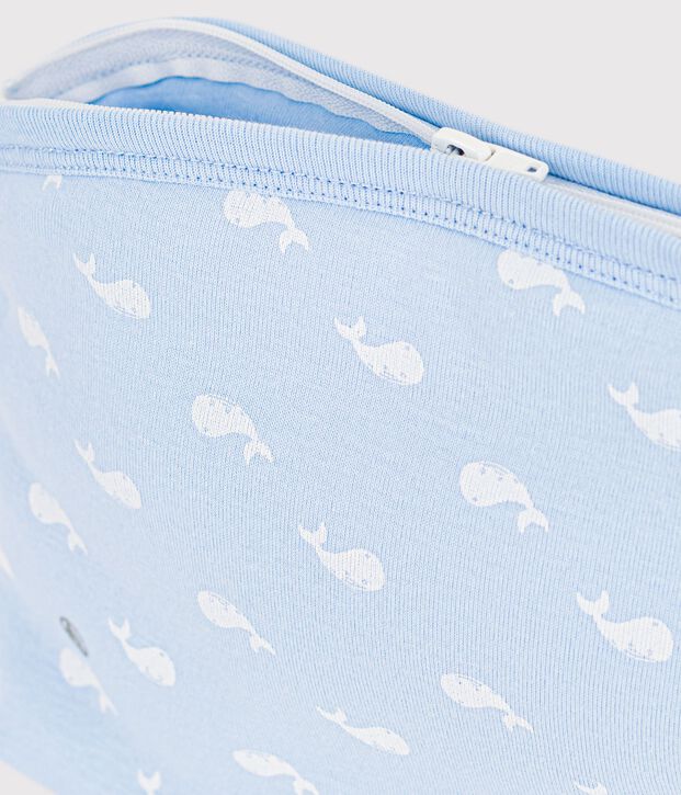 Pochette in cotone con balene stampate neonato blu/bianco