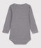 Body a manica lunga bebè a righe scollo serafino in cotone blu SMOKING/bianco MARSHMALLOW