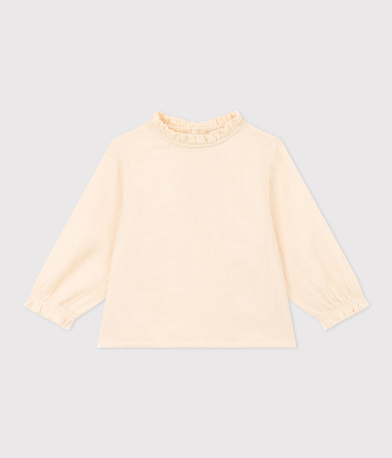 Blusa a maniche lunghe in garza di cotone per beb&egrave; ecru
